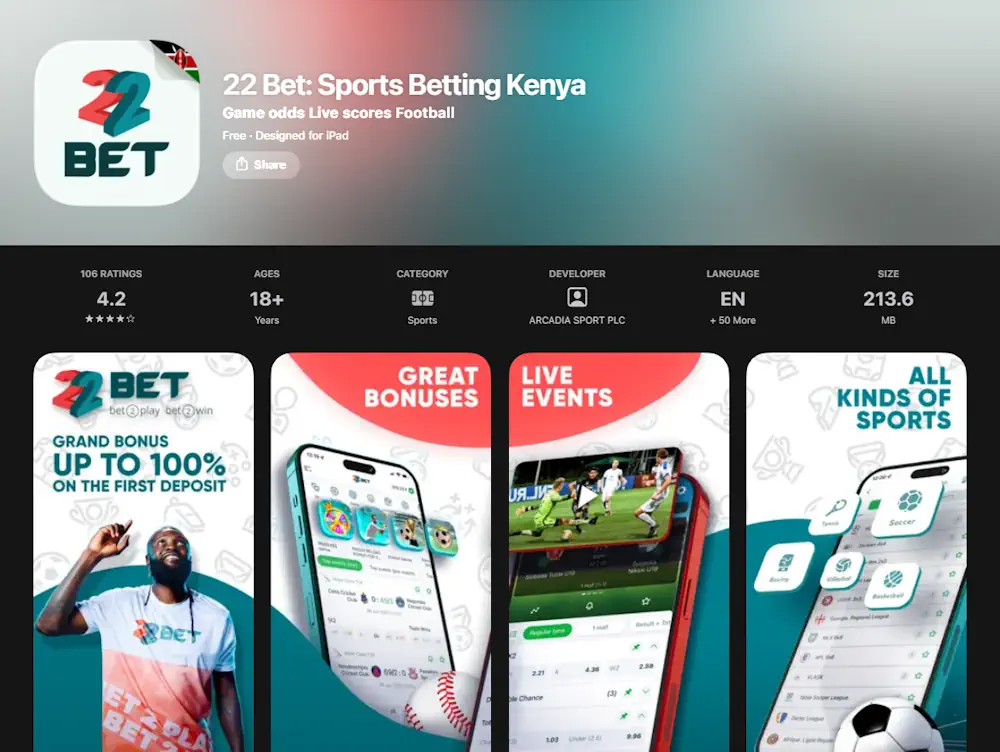 22Bet Kenya App App Store Screenshot